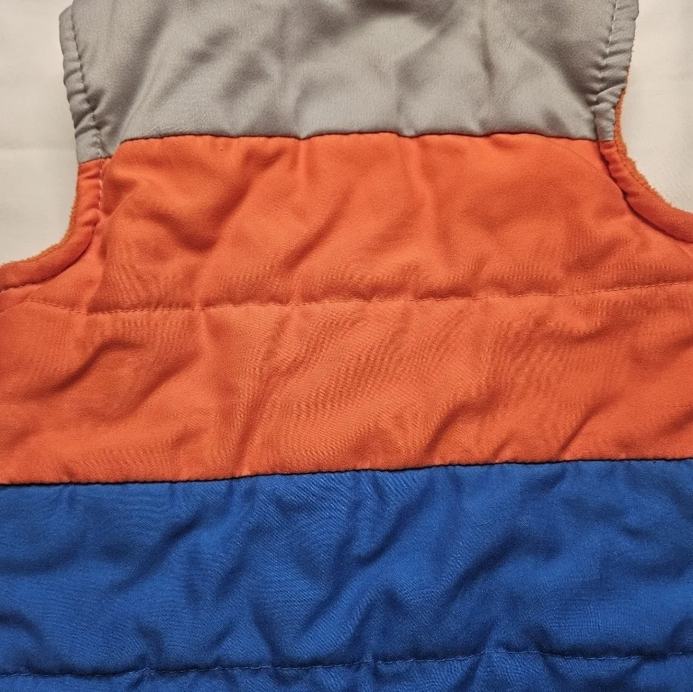 Wonder Kids Boys Orange, Blue And Gray Puffy Vest With Full Zipper Size 3T